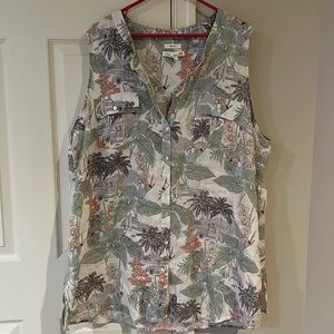 100% linen C&C California 3X plus sleeveless tunic surf Hawaiian vintage print